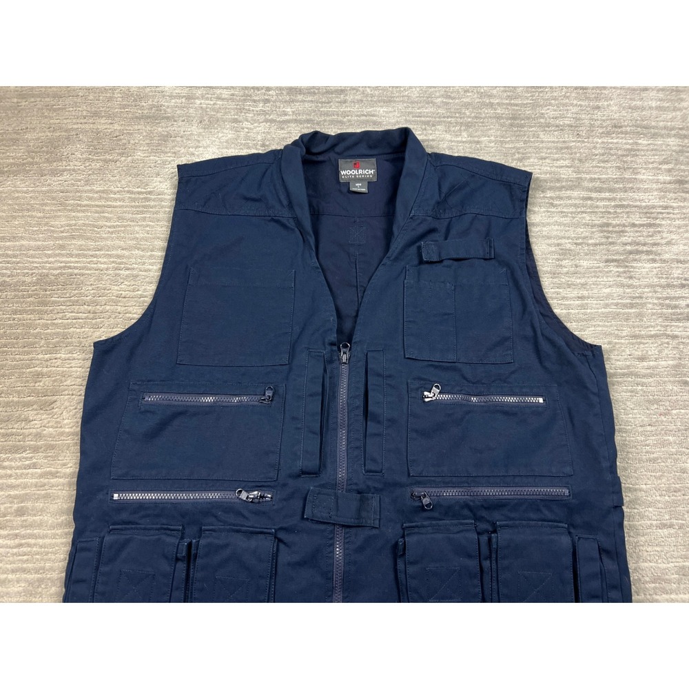 Woolrich Vest Mens L Navy Elite Series 4903 Tactical Utility Multi-Pocket Cotton - Picture 2 of 12